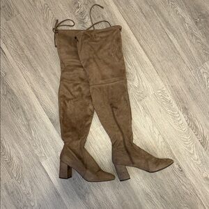 Brown Suede Over-the-Knee Boots